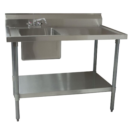 Bk Resources Prep Table 16 in x 20 in, 1, 2, Free Standing, Stainless Steel BKMPT-3060G-L-P-G
